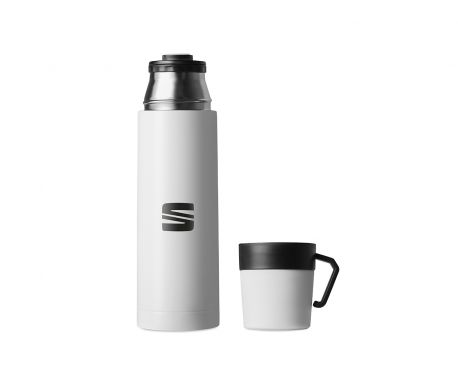 Bouteille Isotherme avec tasse SEAT Blanche