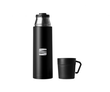 Bouteille Isotherme avec tasse SEAT Noire